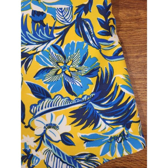 J.Crew Blue Yellow White Floral Scalloped Adjustable Strap Cami Top | Size 2 NWT - Picture 3 of 4